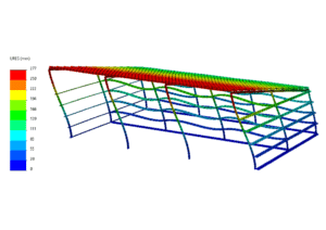 Calcul déplacements structure métallique hangar